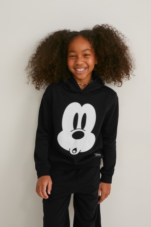 Black C&A Mickey Mouse Girls' Hoodie | MDWAI-0574