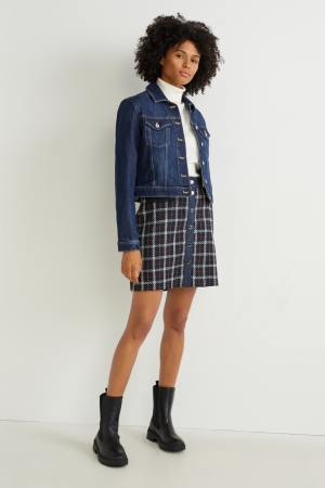 Black C&A Mini Check Women's Skirts | UEACR-7935