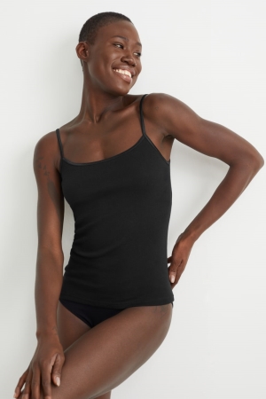 Black C&A Multipack Of 2 Camisole Organic Cotton Women's Underwear | LBPGY-4097