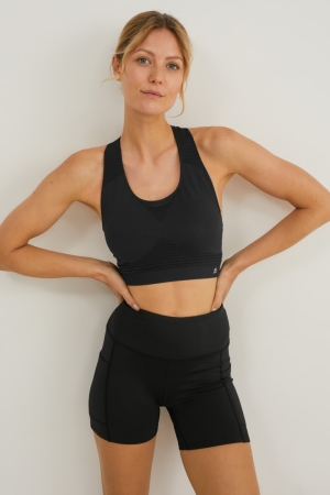 Black C&A Multipack Of 2 Sports Bra Padded Recycled Women's Underwear | UXGOV-8142