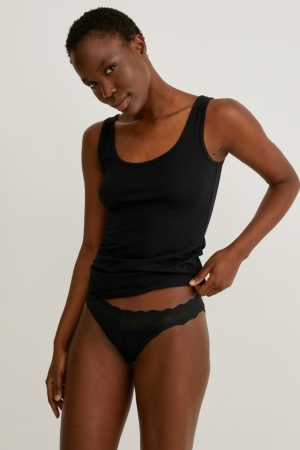 Black C&A Multipack Of 3 Briefs Organic Cotton Women's Underwear | FVTUN-8401