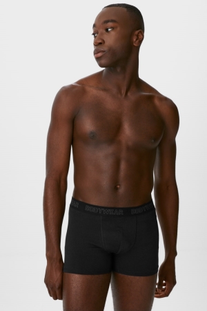 Black C&A Multipack Of 3 Trunks Organic Cotton Lycra® Men's Underwear | BNYTS-5437