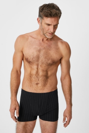 Black C&A Multipack Of 3 Trunks Organic Cotton Striped Men's Underwear | XKSQA-8605