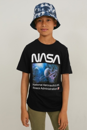 Black C&A Nasa Sleeve Boys' T-shirts | CGUMX-1427