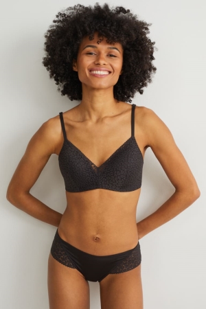 Black C&A Non-wired Bra Padded Women's Underwear | NPUZT-1830