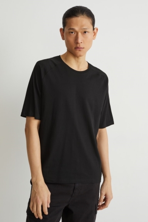 Black C&A Organic Cotton Men's T-shirts | REMZF-5714