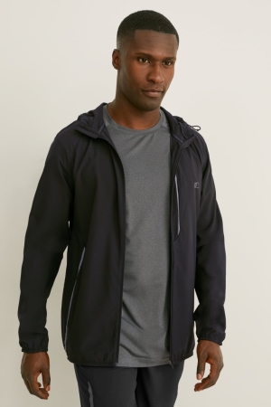 Black C&A Outdoor With Hood Flex Men's Jackets | VXNQA-3754