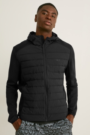 Black C&A Outdoor With Hood Men's Jackets | WJTFG-9073