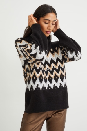 Black C&A Patterned Women's Jumper | JWBZM-2951