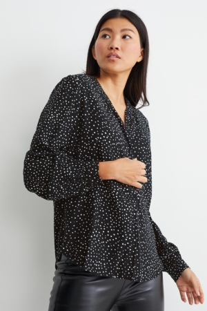 Black C&A Polka Dot Women's Blouses | DFEIG-2403