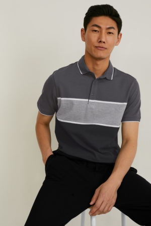 Black C&A Polo Men's Shirts | RIEOX-6845