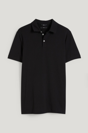 Black C&A Polo Men's Shirts | TQAYU-9675