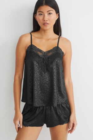 Black C&A Pyjama Women's Top | SJYZW-4031