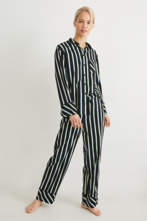 Black C&A Pyjamas Striped Women's Nightwear | DHUVM-1709