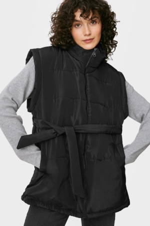 Black C&A Quilted Gilet Women's Jackets | JQYRD-1608