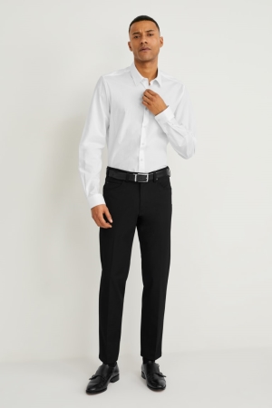 Black C&A Regular Fit Men's Trousers | BRVDM-2405