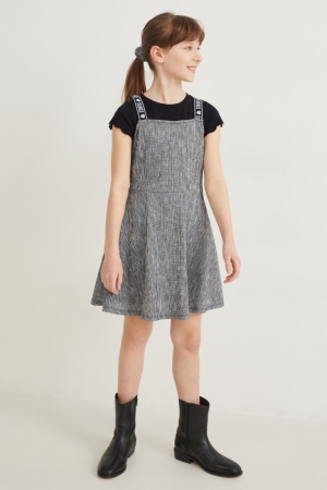 Black C&A Set Sleeve , And Scrunchie 3 Piece Girls' Dress | BHLTY-3718