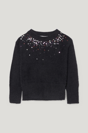 Black C&A Shiny Girls' Jumper | IRDUS-2817