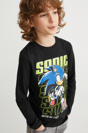 Black C&A Sonic Long Sleeve Boys' Top | AMSQZ-0529