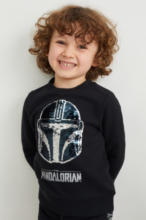 Black C&A Star Wars: The Mandalorian Shiny Girls' Sweatshirts | UONFX-7295