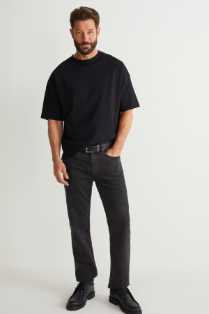 Black C&A Straight Organic Cotton Men's Jeans | GVYHE-8304