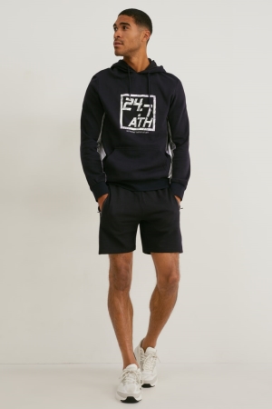 Black C&A Sweat Men's Shorts | TIVPE-7890