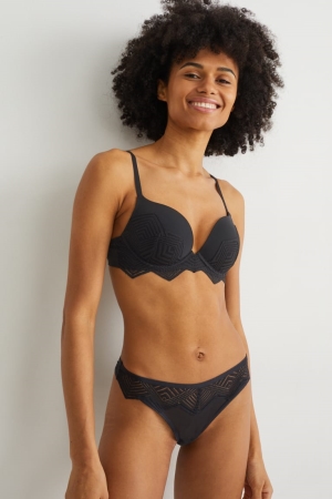 Black C&A Thong Women's Underwear | TZMOC-9542