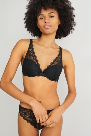 Black C&A Underwire Bra Demi Padded Women's Underwear | PNCFU-3879