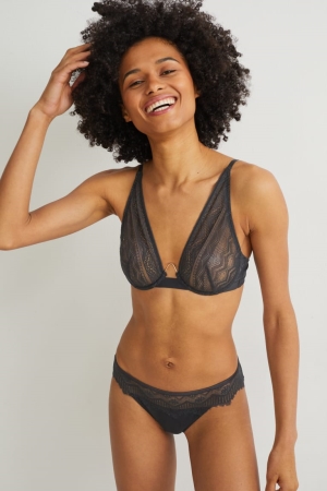 Black C&A Underwire Bra Women's Underwear | QISHR-0615