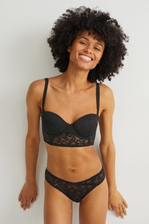 Black C&A Underwire Bralette Padded Women's Underwear | FVKNR-6807