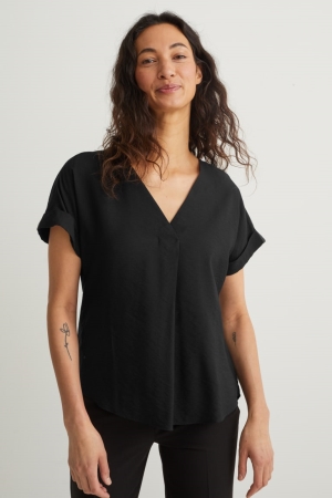 Black C&A With Livaeco™ Fibres Women's Blouses | FWRZV-4098