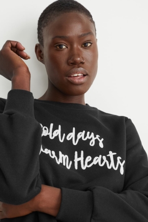 Black C&A Women's Sweatshirts | PLOFN-0594