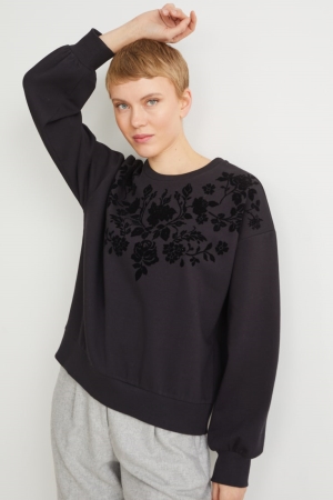 Black C&A Women's Sweatshirts | VIZKU-7106