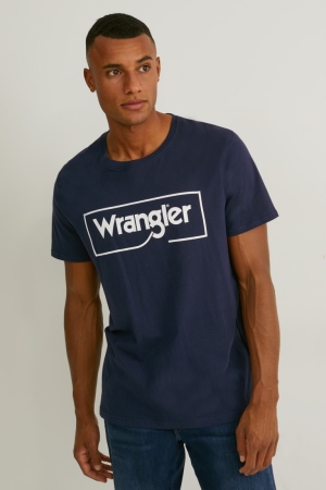 Black C&A Wrangler Men's T-shirts | IKWXP-4078