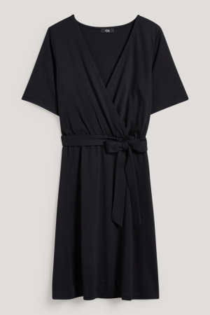 Black C&A Wrap With Tencel™ Modal Fibres Women's Dress | PKNVY-8476