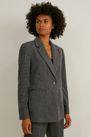 Black / Gray C&A Regular Fit Recycled Check Women's Jackets | MIEAP-6930