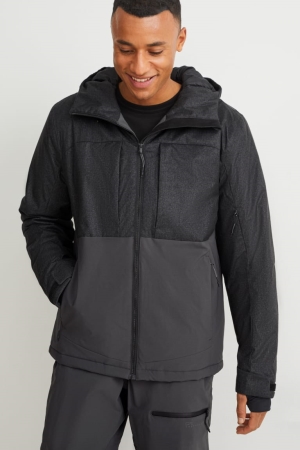 Black / Gray C&A Ski With Hood Bionic-finish®eco Men's Jackets | SGAKR-2719