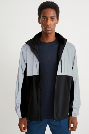 Black / Gray C&A With Hood Men's Jackets | QYODC-9245