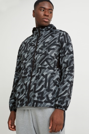 Black / Gray C&A With Hood Men's Jackets | ROMUG-2748