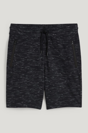 Black Melange C&A Sweat Men's Shorts | SEOQW-7049