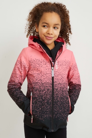 Black / Rose C&A Softshell With Hood Girls' Jackets | KPFVL-8903