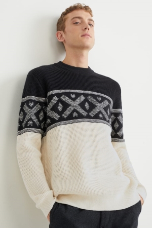 Black / White C&A Recycled Men's Jumper | AVFJG-4793