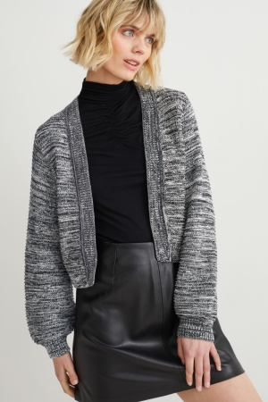 Black / White C&A With Recycled Polyester Women's Cardigan | LNMBD-5638