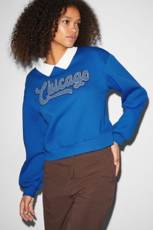 Blue C&A Clockhouse 2-in-1 Look Women's Sweatshirts | TRHVZ-2759