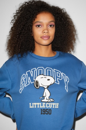 Blue C&A Clockhouse Snoopy Women's Sweatshirts | NGQJL-8754