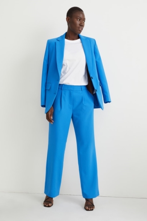 Blue C&A Cloth High Waist Straight Fit Women's Trousers | BZAVQ-5486