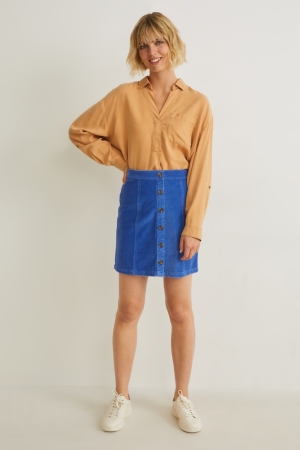 Blue C&A Corduroy Women's Skirts | MZNJX-9563