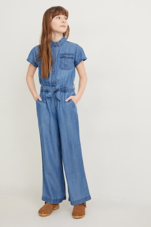 Blue C&A Denim Tencel™ Lyocell Fibres Girls' Jumpsuit | GEYKN-2301