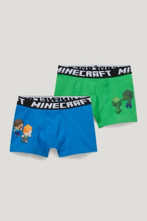 Blue C&A Multipack Of 2 Minecraft Boxer Organic Cotton Boys' Underwear | ATBPO-9610