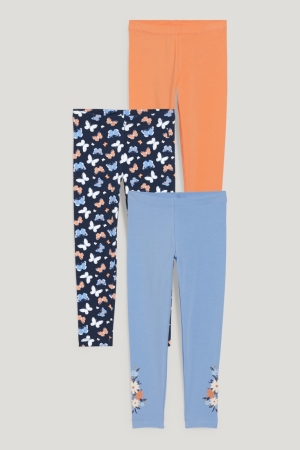 Blue C&A Multipack Of 3 Leggings Girls' Trousers | SLKUJ-9728